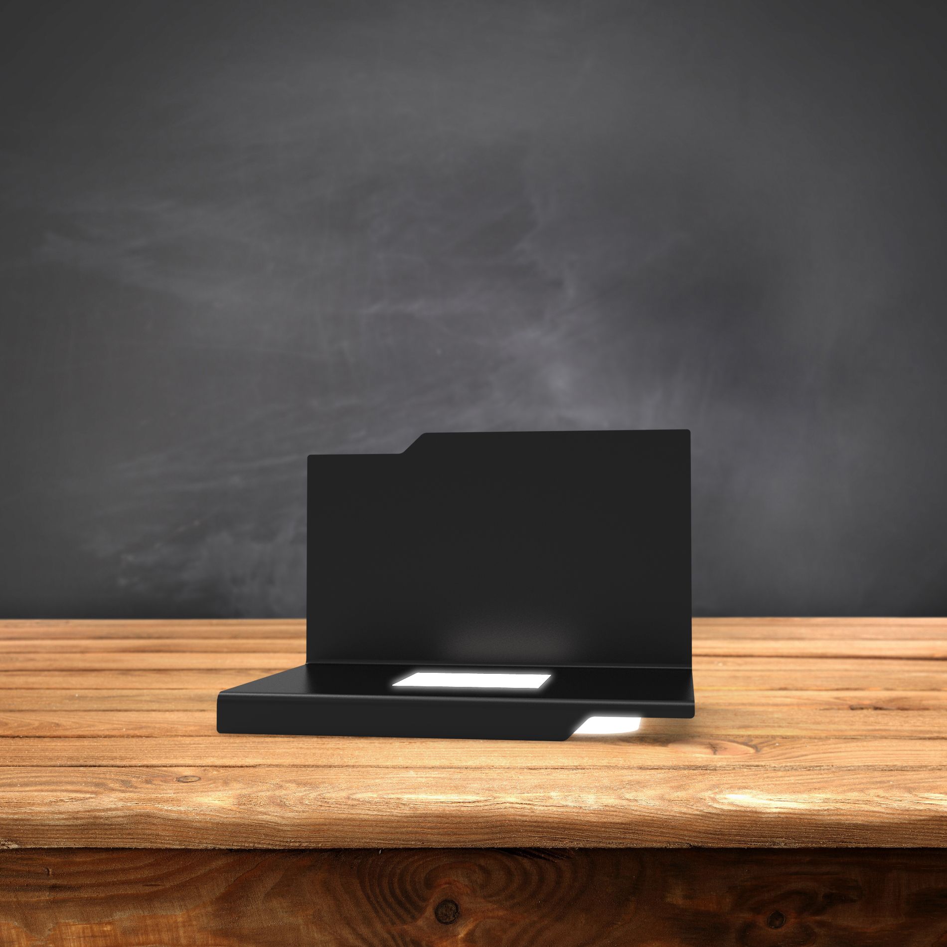 Base lumineuse LED finition bois sur une table.