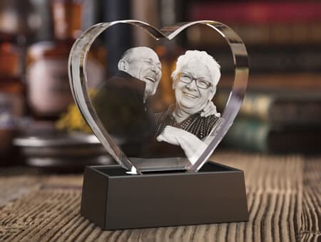 Cristal photo 3D commémoratif des grands-parents aimants.