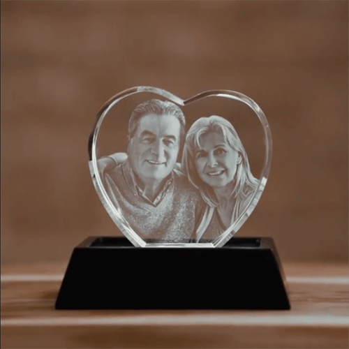 Photo 3D Personnalisée En Cristal/verre - Cadre Gravé Au Laser Avec LED, Cadeau Original Anniversaire, Noël